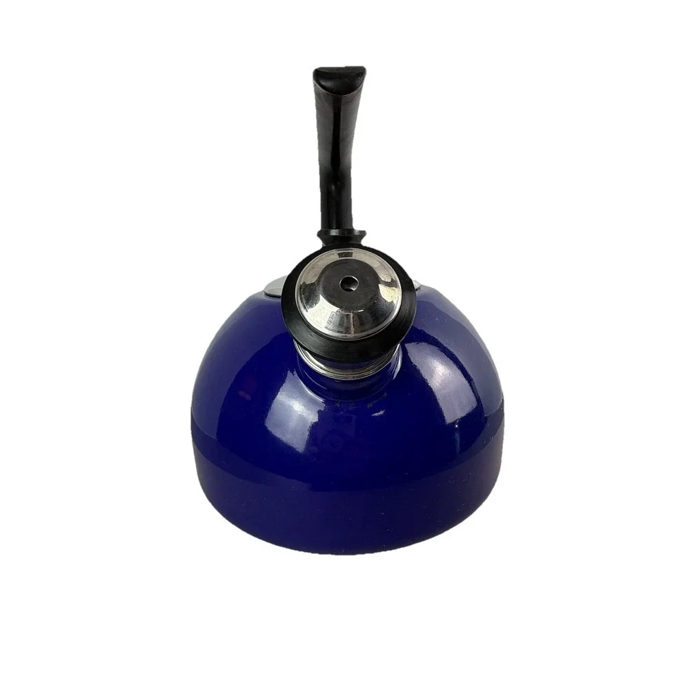 ONEIDA Tea‎ Kettle Aegean Sea Blue Porcelain Steel Spain LOUD Whistling Nice
